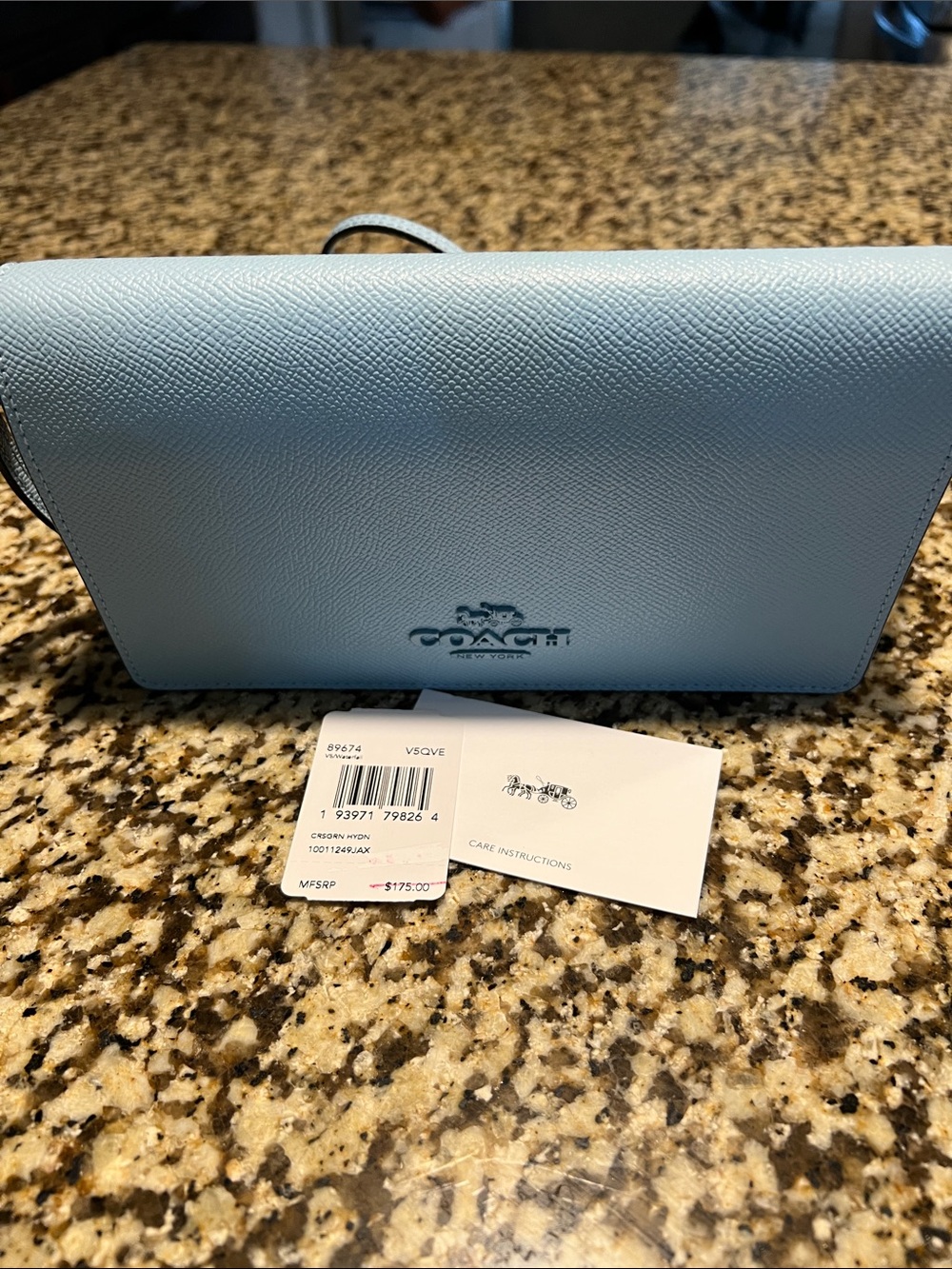 Coach Sky Blue Pebble leather Horse and Carriage cross Body Clutch - Picture 5 of 6